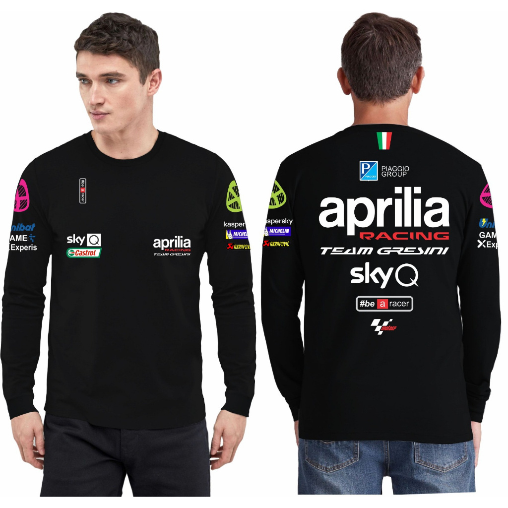 baju kaos pria.lengan panjang aprilia motogp , New Tshirt Kaos Aprilia Racing Team MotoGP 2023 Aleix