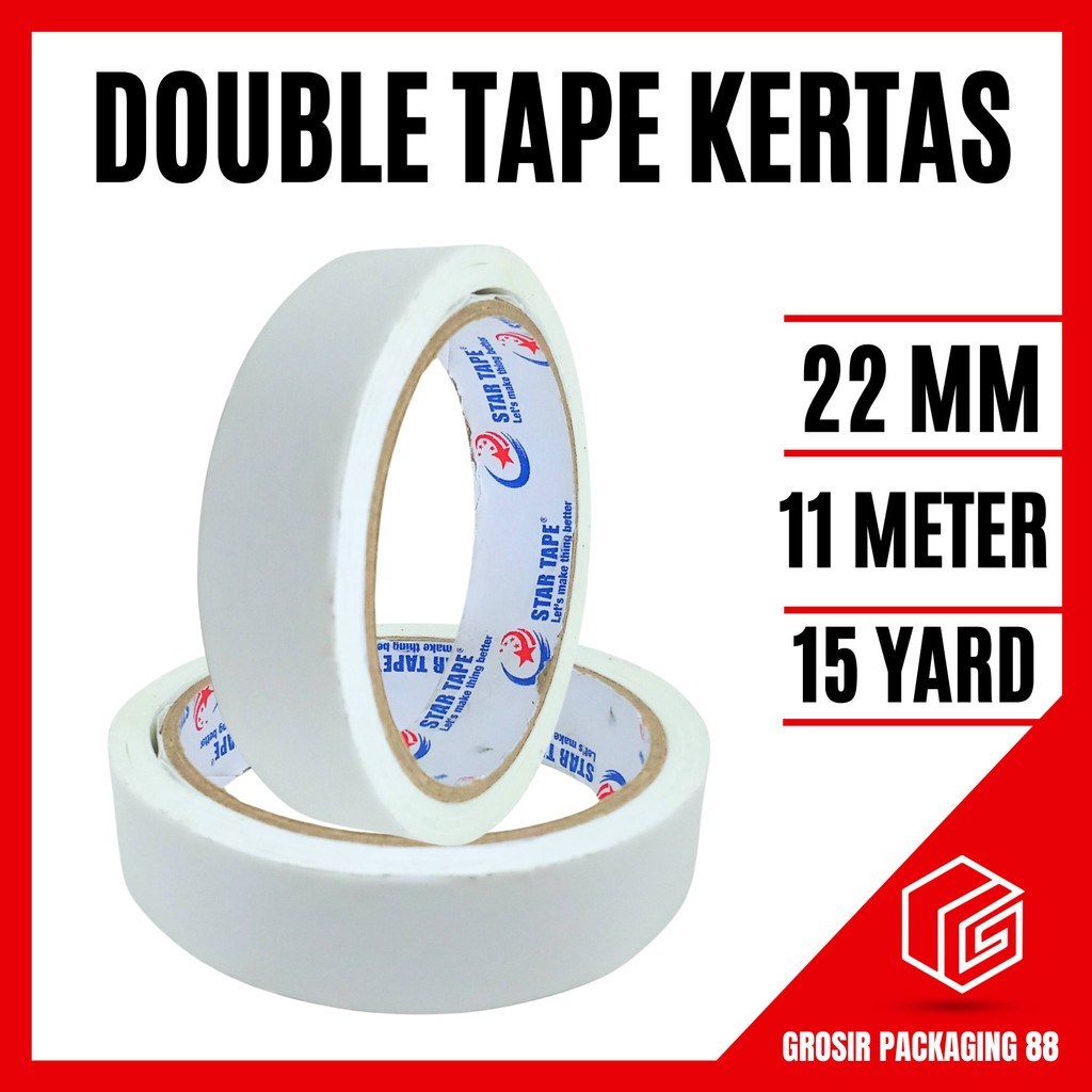 

Double Tape Kertas 22MM - 11M - Lakban Dobel Sided Tape ATK 2 Inch - 15 YARD Bukan Joyko