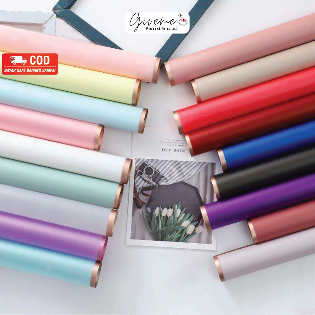 

[ 5 LEMBAR ] Fower Wrapping List Gold Line Paper Kertas Buket Bunga Korea Cellophane Waterproof Flower Bucket Tahan Air