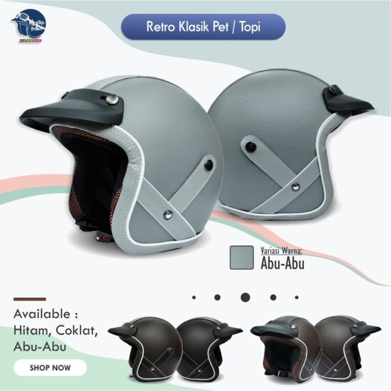 Helm Vespa Original Full Kulit model Klasik dan Jadul cocok untuk Cewe dan Cowo