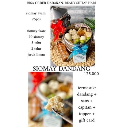 

Siomay / Choipan / Lumpia / Mix Dandang, di Note tgl dan ucapannya ya