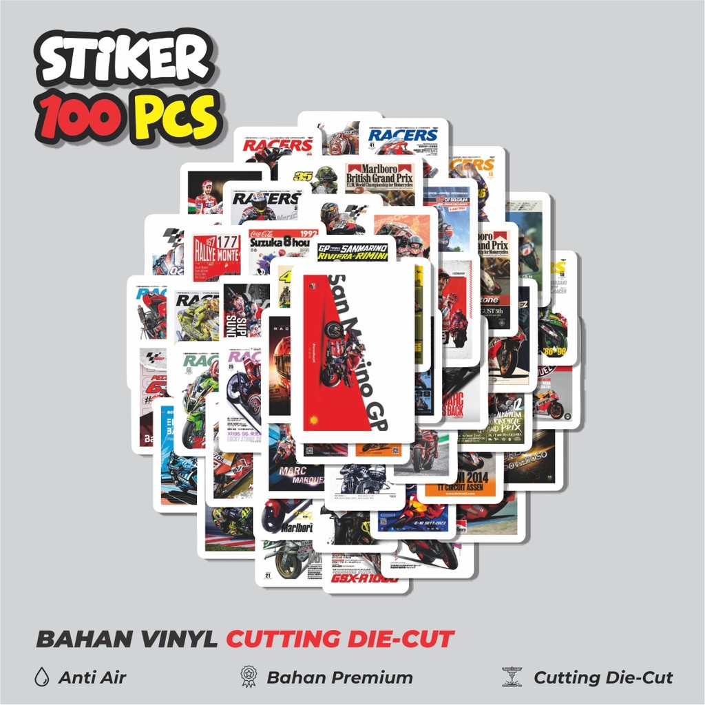 

Terbaru! 50 pcs Stiker Motor GP Dekorasi Lucu Kreatif untuk Notebook, Skateboard, HP