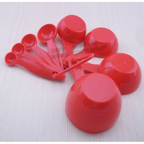 (Isi 8) Set Sendok Ukur Takar Plastik Warna Merah