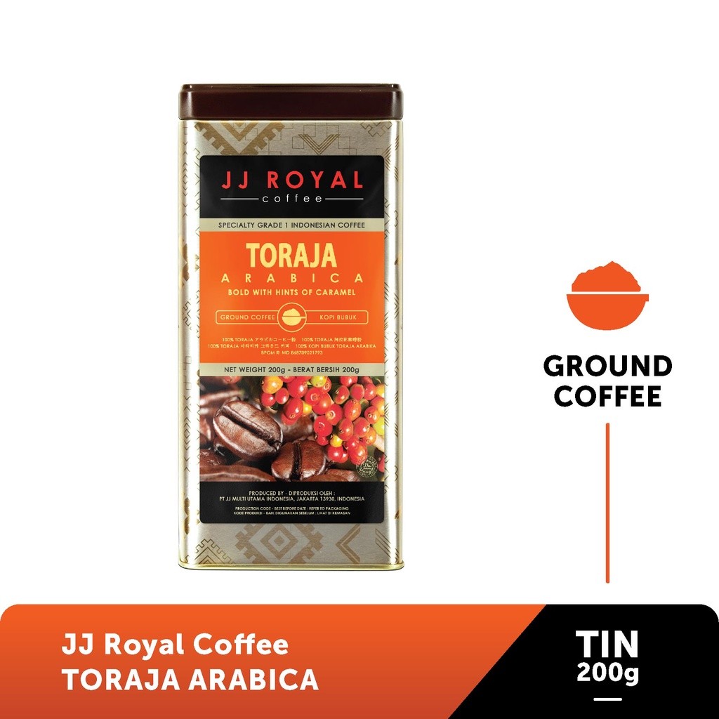 

JAMIN MURAH !!!JJ Royal Coffee Toraja Arabica Ground (Kopi Bubuk) Tin 200gr(BISA LANGSUNG ORDER)