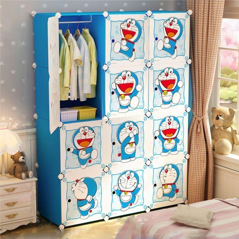 Lemari Pakaian Lemari Plastik Estetik Lemari Baju Lemari Portable 16 Pintu 2 Gantungan Multifungsi