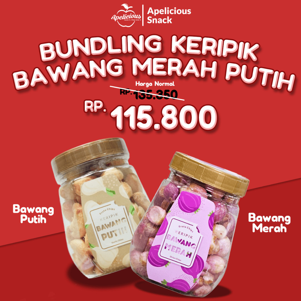 

New APELICIOUS BUNDLING KERIPIK BAWANG PUTIH + KERIPIK BAWANG MERAH - Snack, CemilanPremium