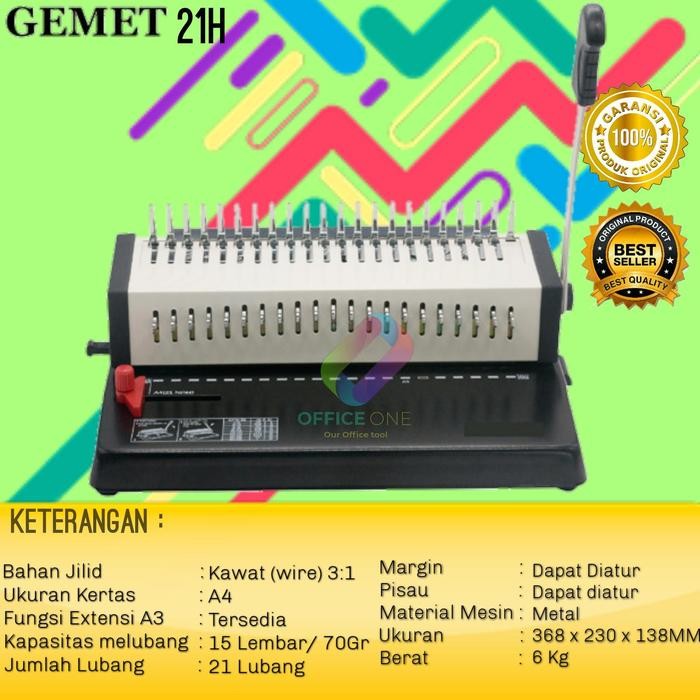

Mesin Binding Gemet 21H - Alat Kebutuhan Kantor - Metal - GEMET 21H