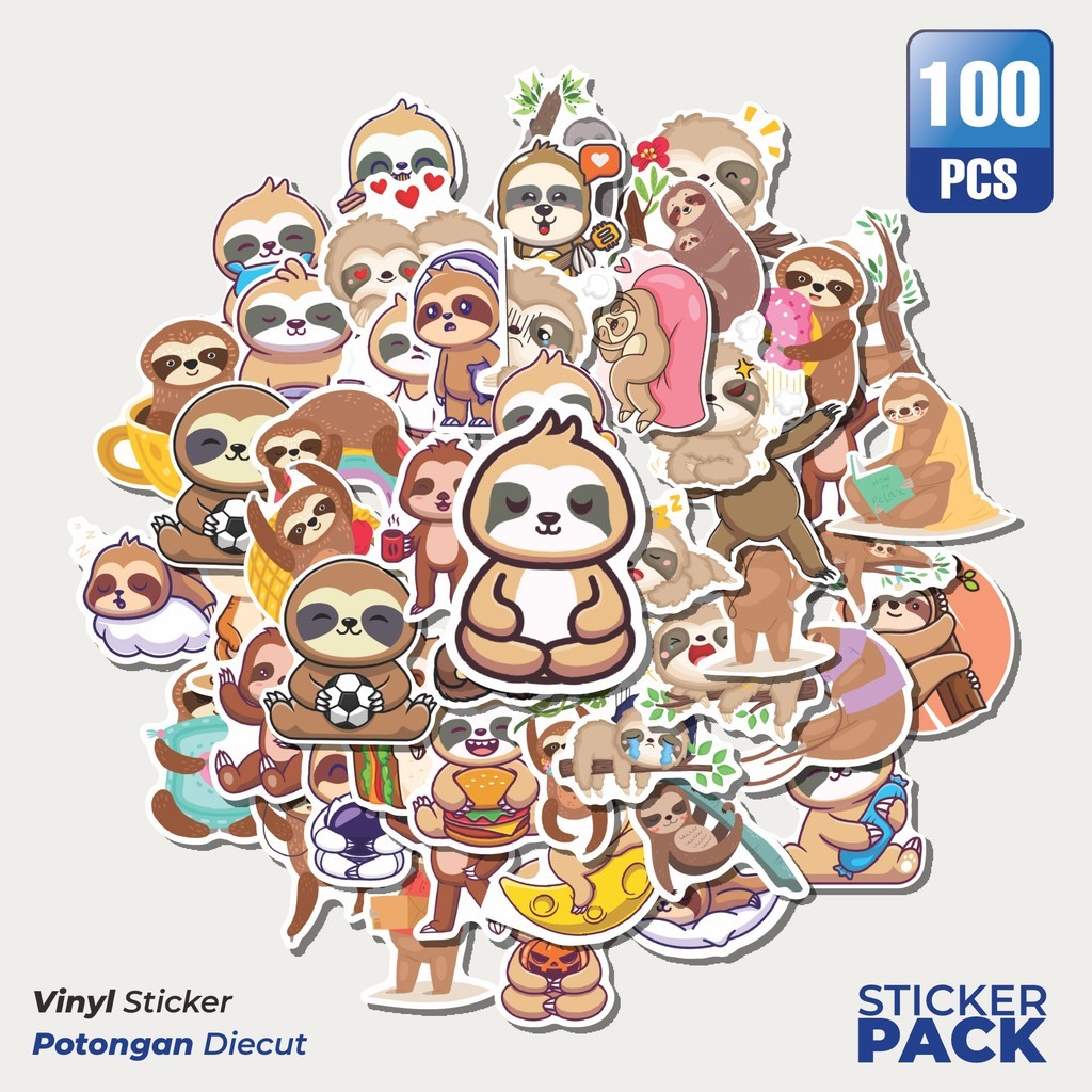 

Terbaru! 50 pcs Sticker Hewan Sloth/Kungkang Dekorasi Lucu Kreatif untuk Notebook, Skateboard, HP