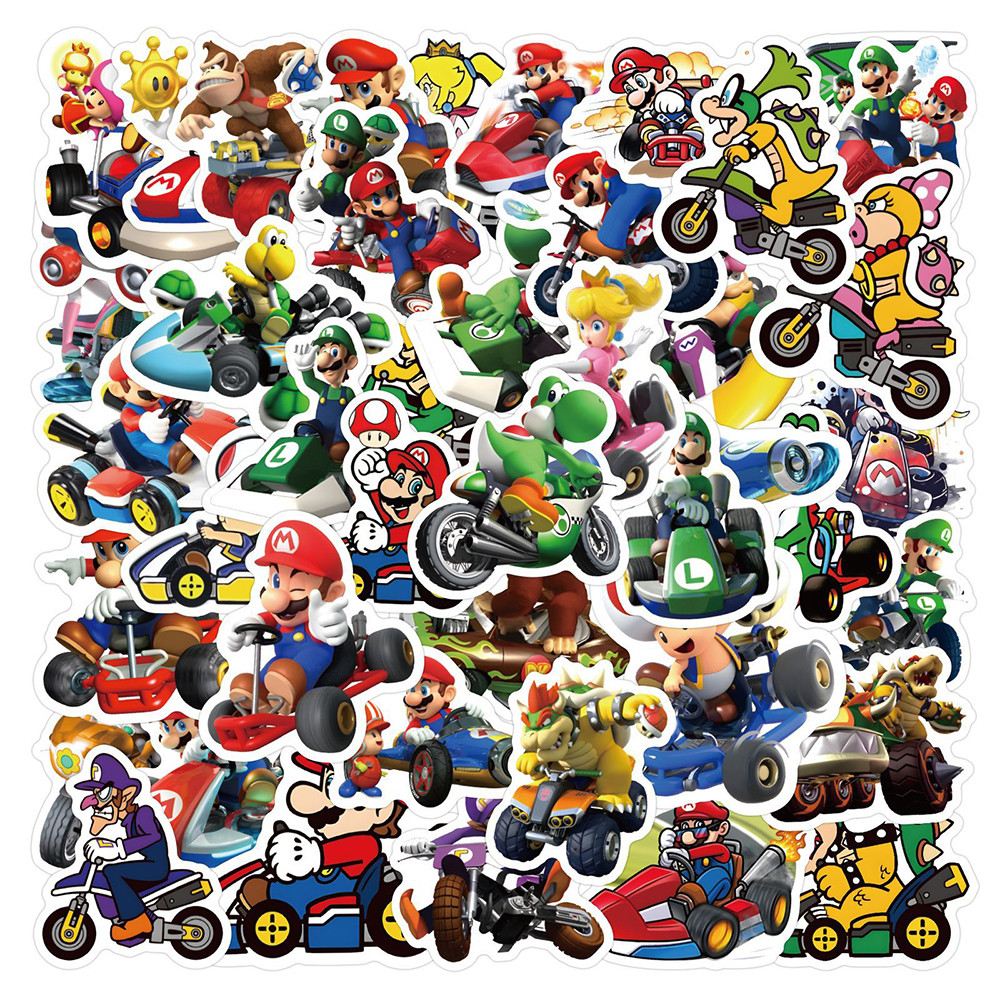 

10/30/60pcs Super Mario Kart Game Stickers Cool Cartoon Anime Graffiti Sticker Decals for Kids Toy Phone Skateboard Water Bottle