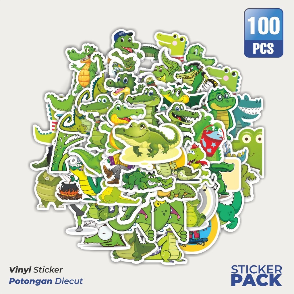 

MURAH 100 PCS Stiker Hewan Crocodile/Buaya Waterproof Aesthetic- Untuk Laptop, Motor, dan Helm - Paper Stationery Pack