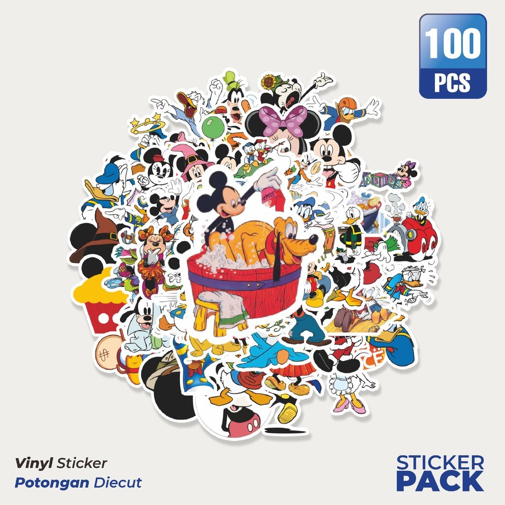 

Stiker Vinyl Stiker Kartun Disney Mickey Mouse & Donald Duck 2 Waterproof Aesthetic- Untuk Laptop, Motor, dan Helm - Paper Stationery Pack