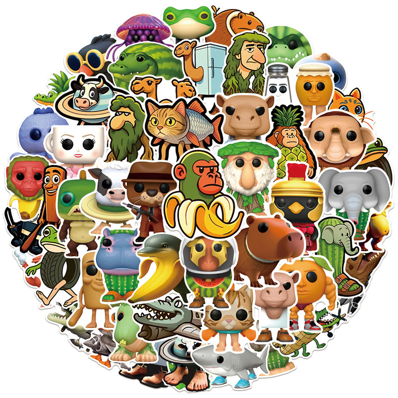 

55pcs Italian Brainrot Stickers Tung Tung Tung Sahur Funny Animal Ai Pattern Kids Toys Stationary Decorative Sticker Cups Decals