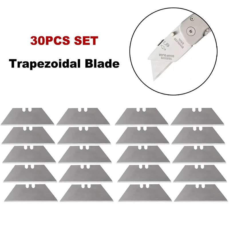 

30Pcs Trapezoidal Blade Multi Functional Carbon Steel Blade Replacement DIY Art Craft Cutter Tool Blade Hand Tools