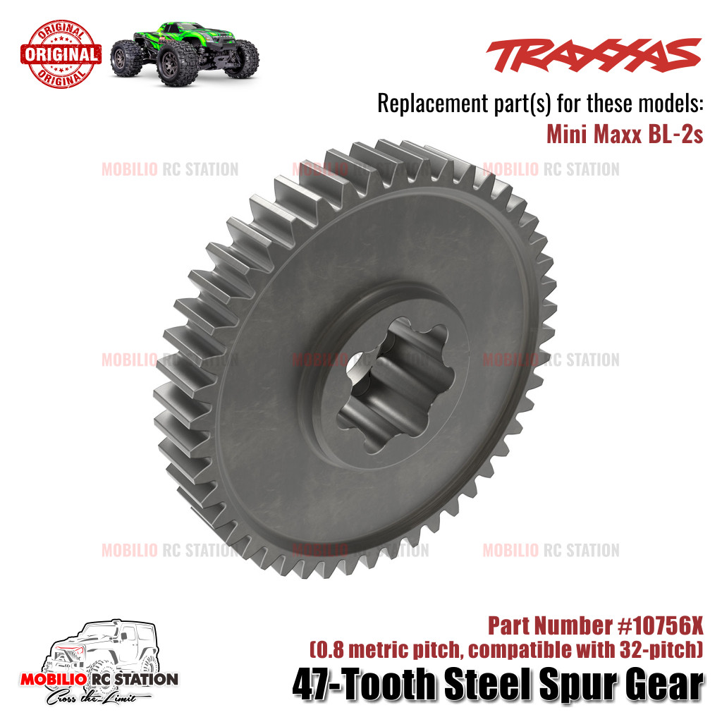 Traxxas Part #10756X 47-Tooth Steel Spur Gear 0.8 Metric Pitch Compatible with 32-pitch RC Mini Maxx