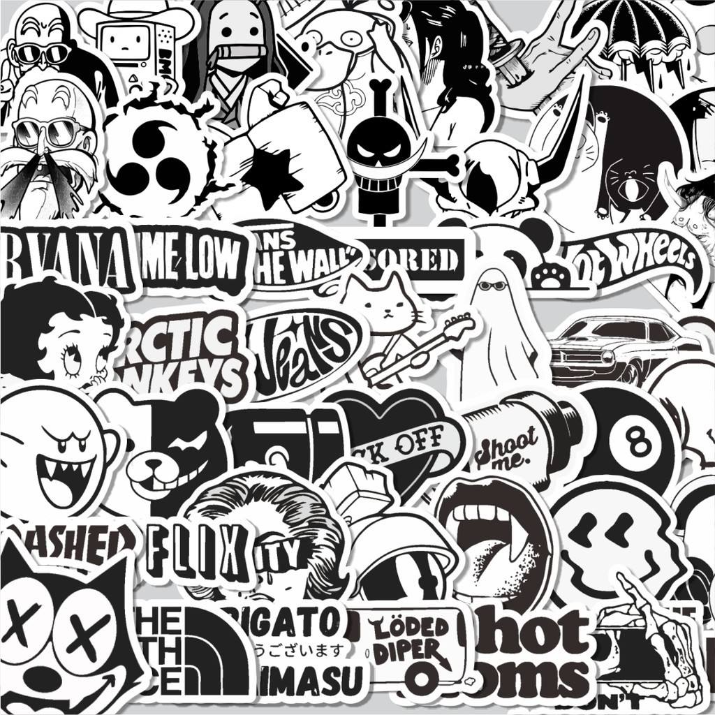 

Stiker Cutting Pack Stiker Tumbler Black & White V5 Isi 100Pcs Series Aesthetic Lucu Keren Untuk Koper Bahan Vynil