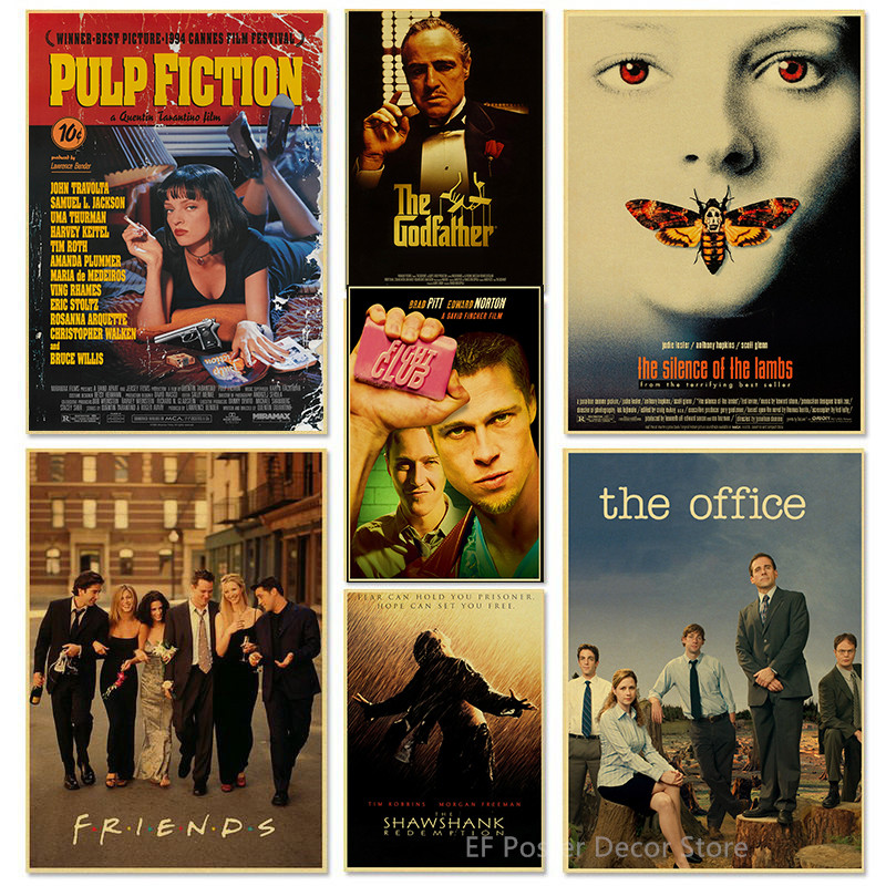 

Classic Movie Collection Retro Posters Pulp Fiction/Django Unchained Prints Tarantino Vintage Home Room Art Wall Decor Painting