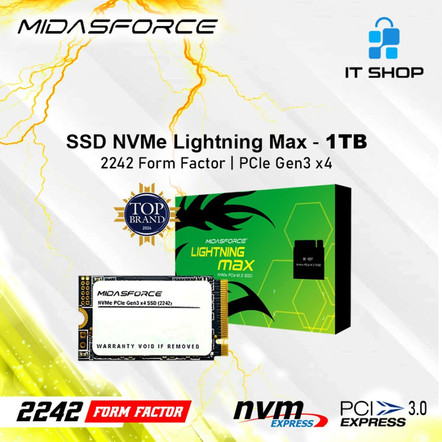 Midasforce SSD NVMe PCIe Gen 3 Lightning Max 2242 - 1TB