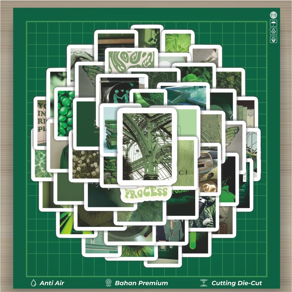 

HOT 50 PCS STIKER Stiker Green Tone Color Aesthetic INS Style Dekorasi Lucu Kreatif untuk Notebook, Skateboard, HP