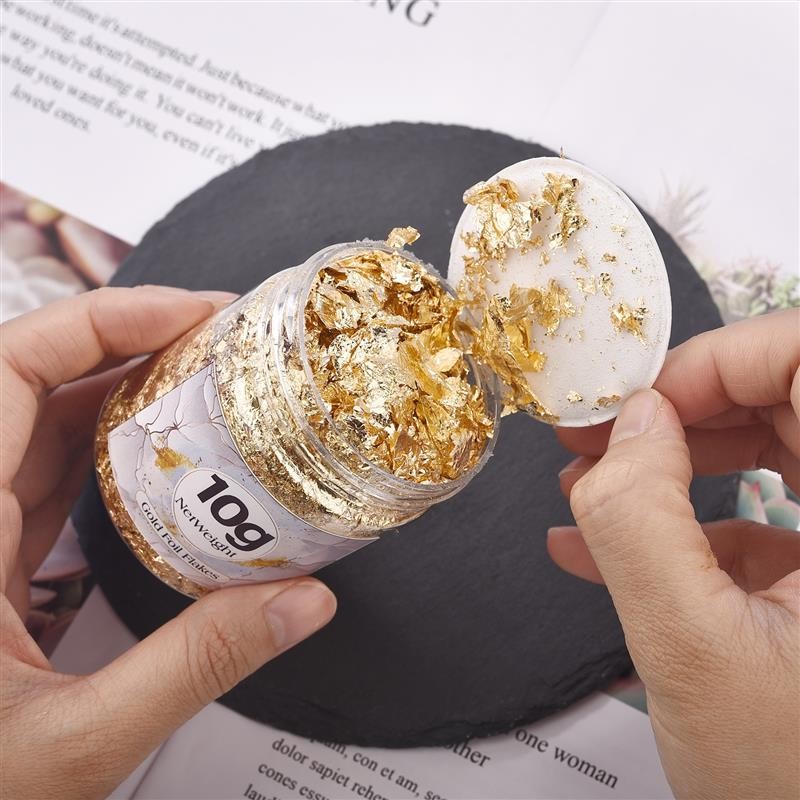 

1-15g Shiny Foil Flake Resin Epoxy Mold Art Decoration Gold Color Foil Fillings for Resin Jewelry Making Nails Art Crafts Filler