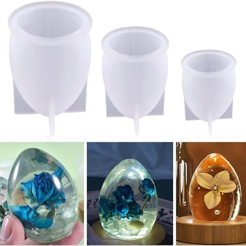 

DIY Crystal Epoxy Resin Mold Big Egg Mold Egg Shape One Ball Starry Sky Ball Pendulum Table Night Light Silicone Mold