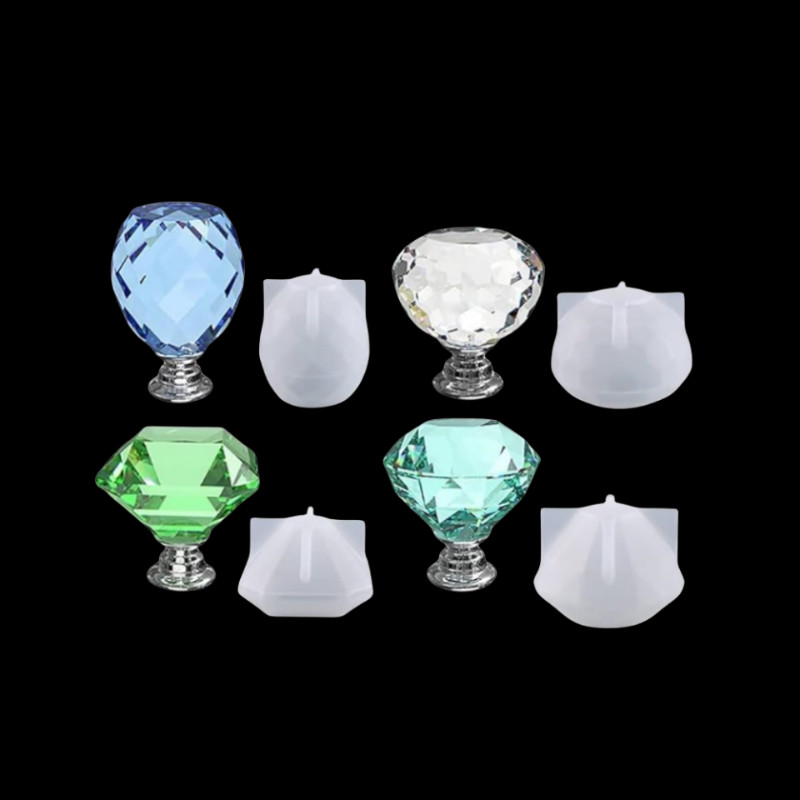 

DIY Crystal Epoxy Resin Mold Faceted Polygon Drawer Handle Accessories Silicone Mould