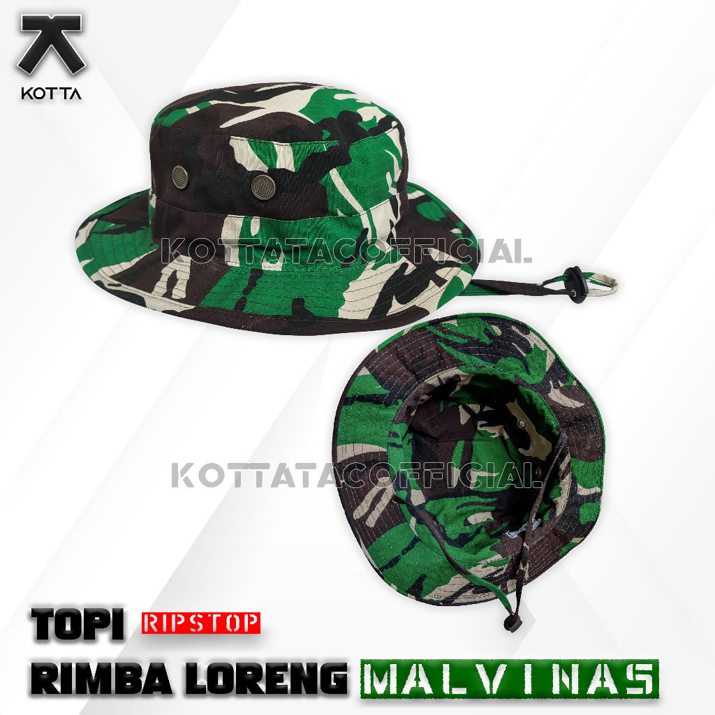 TOPI RIMBA BOLAK BALIK LORENG MALVINAS TNI AD/AU/AL
