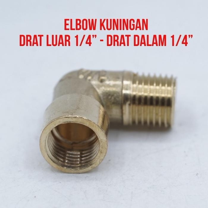 YOLO Elbow L Knee Siku Drat Luar 1/4 ke Drat Dalam 1/4” Nepel Nipel Nipple Kuningan Sambungan Pipa K