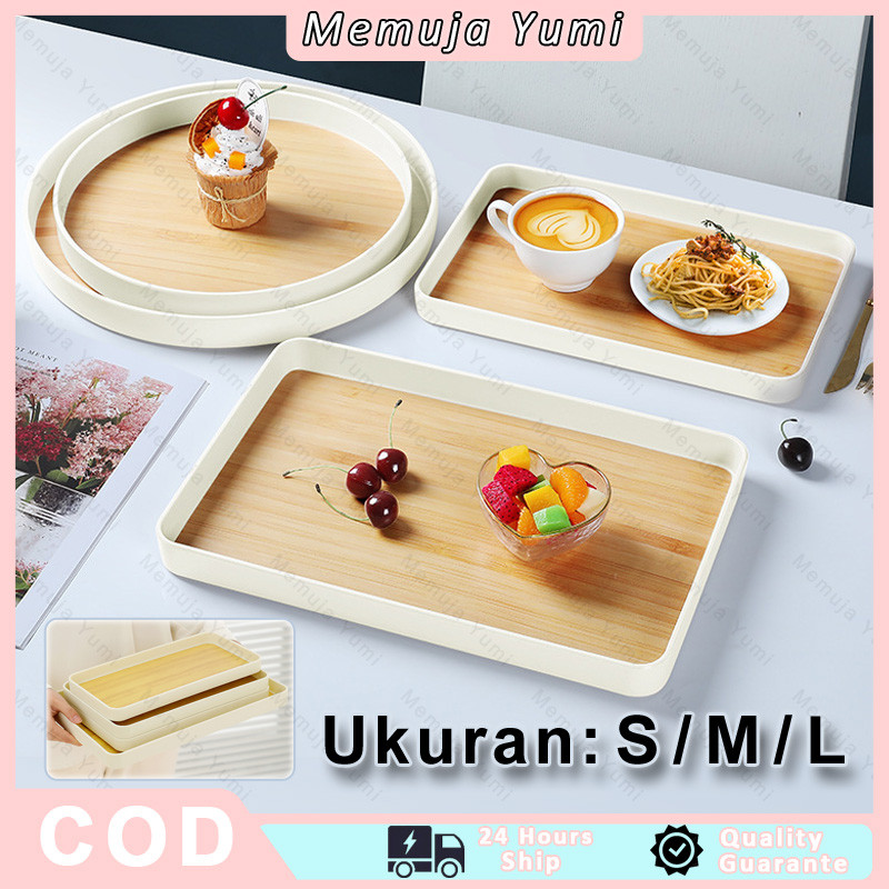 Tray Tatakan Aesthetic Persegi Panjang/Nampan Tatakan Biji-bijian Kayu/Tray Persegi Panjang/Nampan B