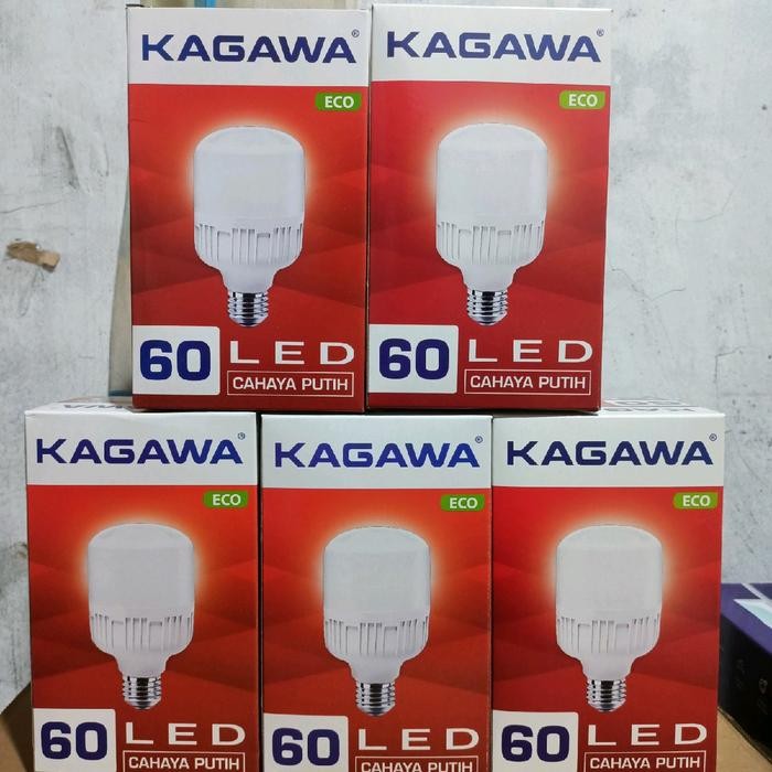 Paket Murah 5 Lampu Led Kagawa Eco Jumbo 60 Watt Cahaya Putih Plastik - 25 Watt