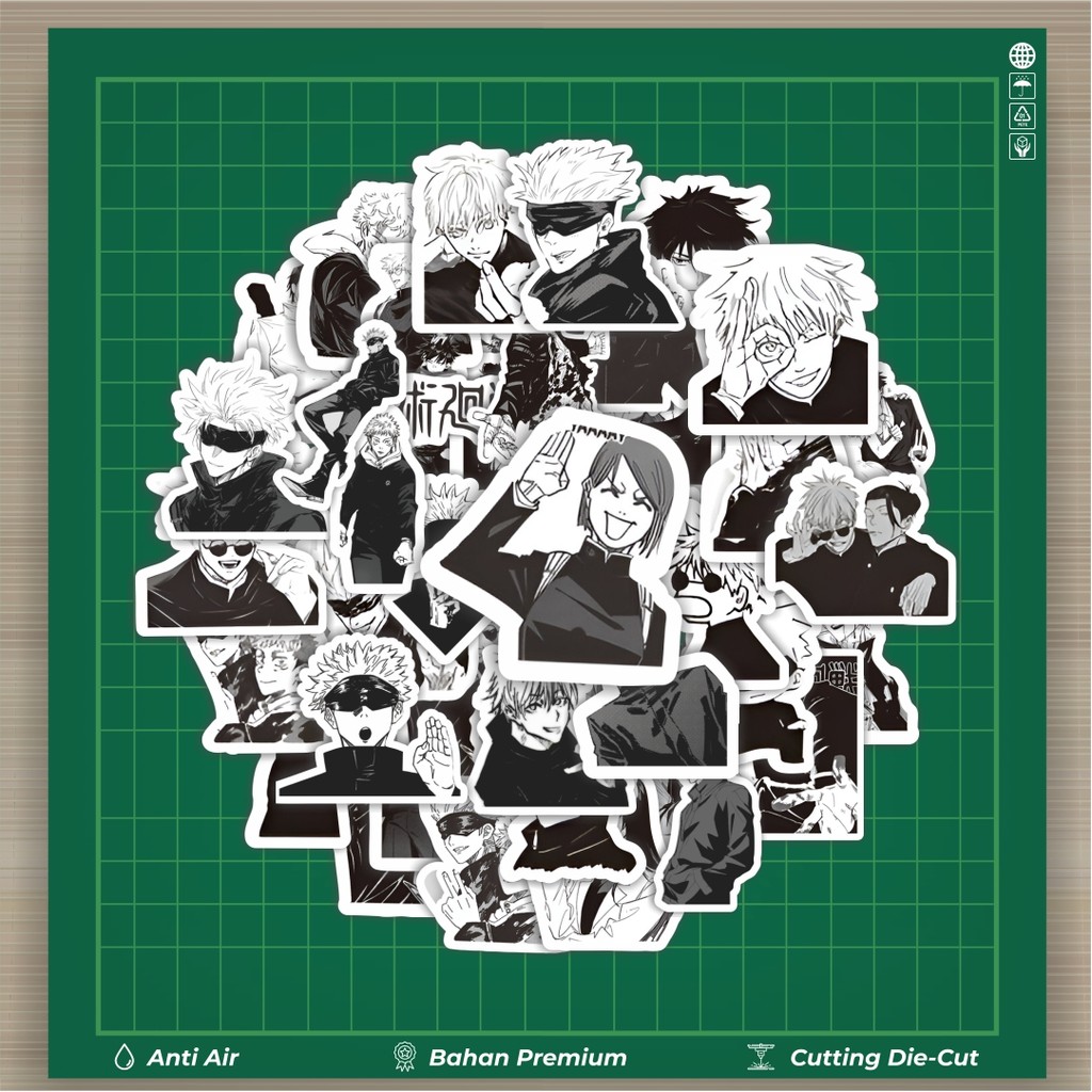 

HOT 50 PCS STIKER Stiker Anime Jujutsu Kaisen Black & White Stiker Fashion Cars Decal Dingin Kartu Album Custom Vinyl Anti Air- Sticker Aesthetic Buku Journal Koper Casing HP Tablet Laptop Helm Motor Botol Minum