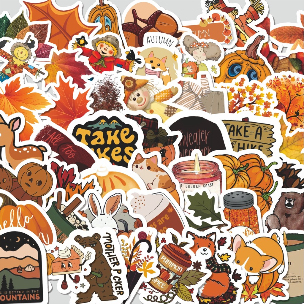 

Stiker Cutting Pack Stiker Hello Autumn Isi 100Pcs Series Aesthetic Lucu Keren Untuk Koper Bahan Vynil
