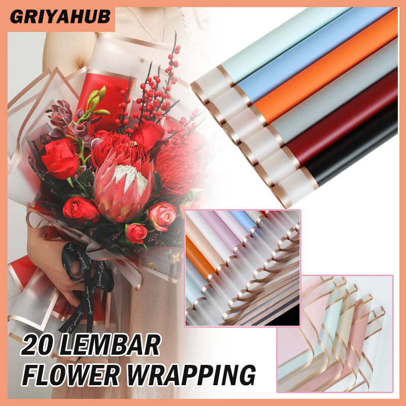 

Flower Wrapping Double Gold Frame/Kertas Duket Transparent Double Frame/20 Lembar Flower Wrapping