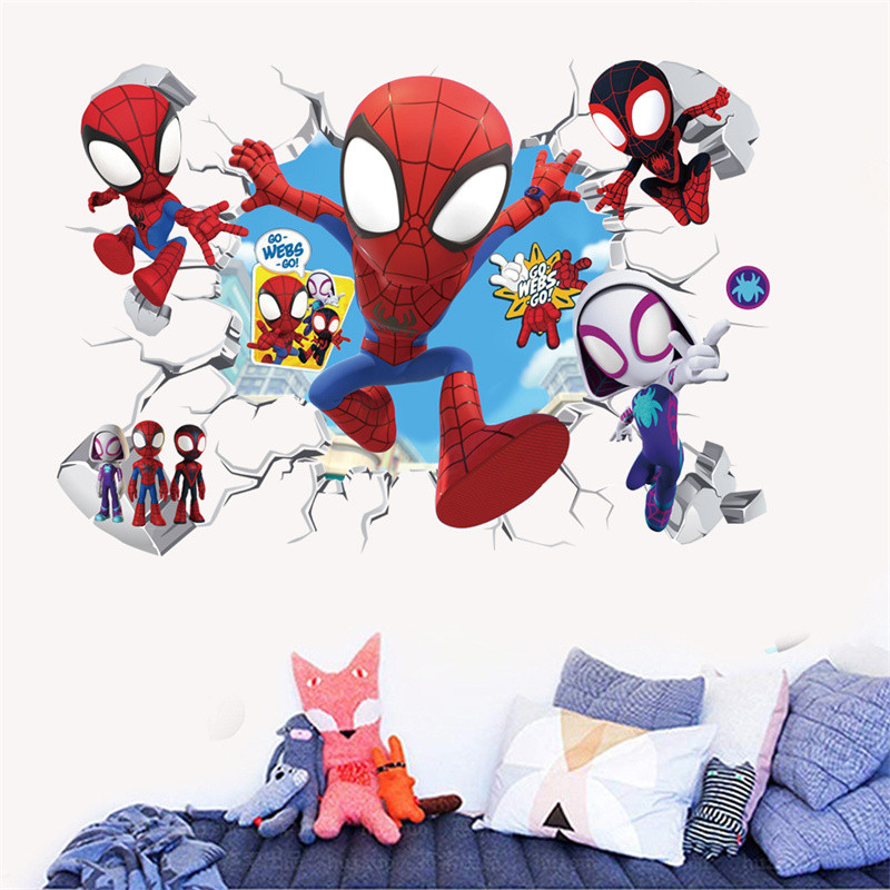

Cartoon Spider-Man Avenger Wall Stickers For Kids Room Decoration Home Bedroom PVC Decor Marvel Movie Mural Wall Art Decals