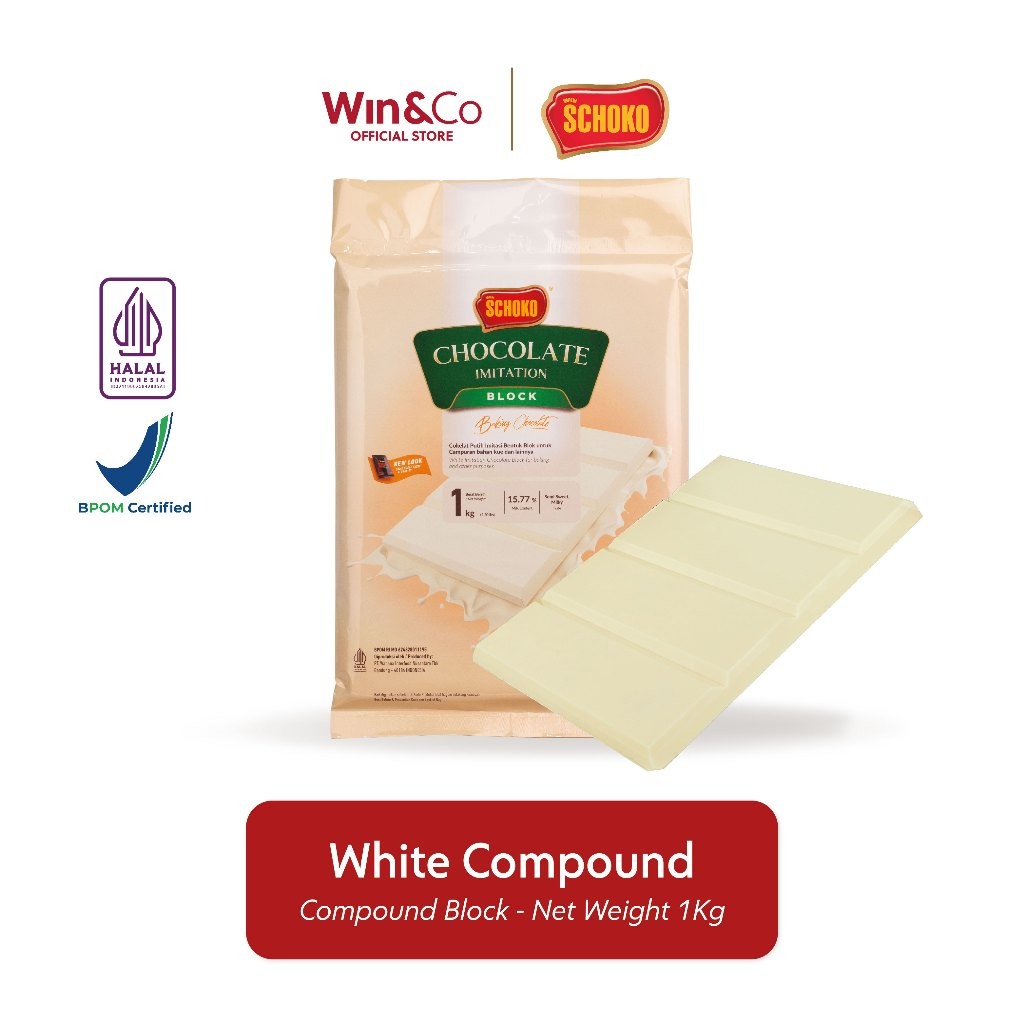 

SCHOKO White Compound Chocolate Block / Cokelat Batangan - 1kg
