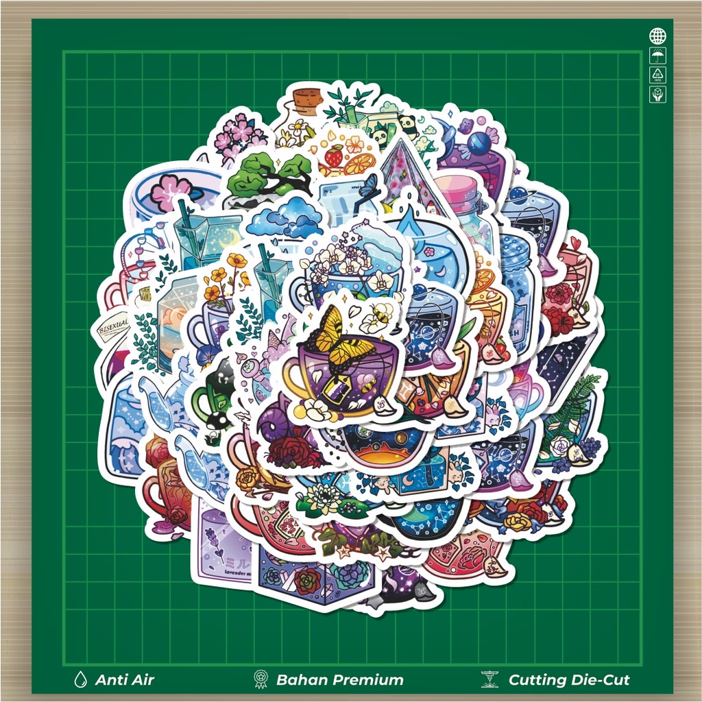 

HOT 50 PCS STIKER Stiker Colorful Cups Stiker Fashion Cars Decal Dingin Kartu Album Custom Vinyl Anti Air- Sticker Aesthetic Buku Journal Koper Casing HP Tablet Laptop Helm Motor Botol Minum