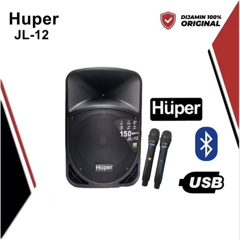 Huper JL12 Speaker Portable USB Bluetooth 12" - Original huper