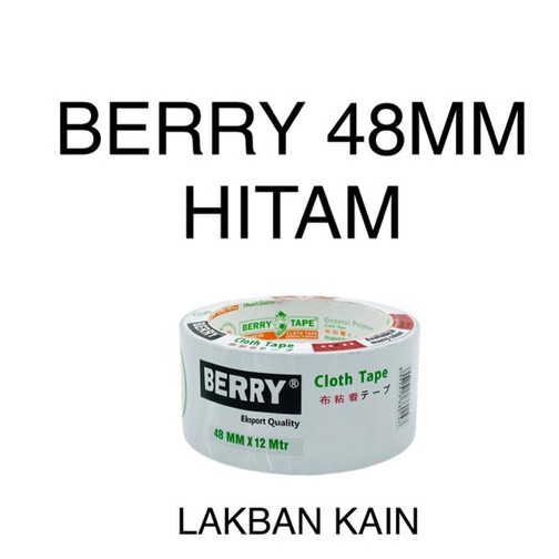 

LAKBAN KAIN HITAM Cloth Tape BERRY 48 MM 2" Inch x 12 Meter Warna hitam