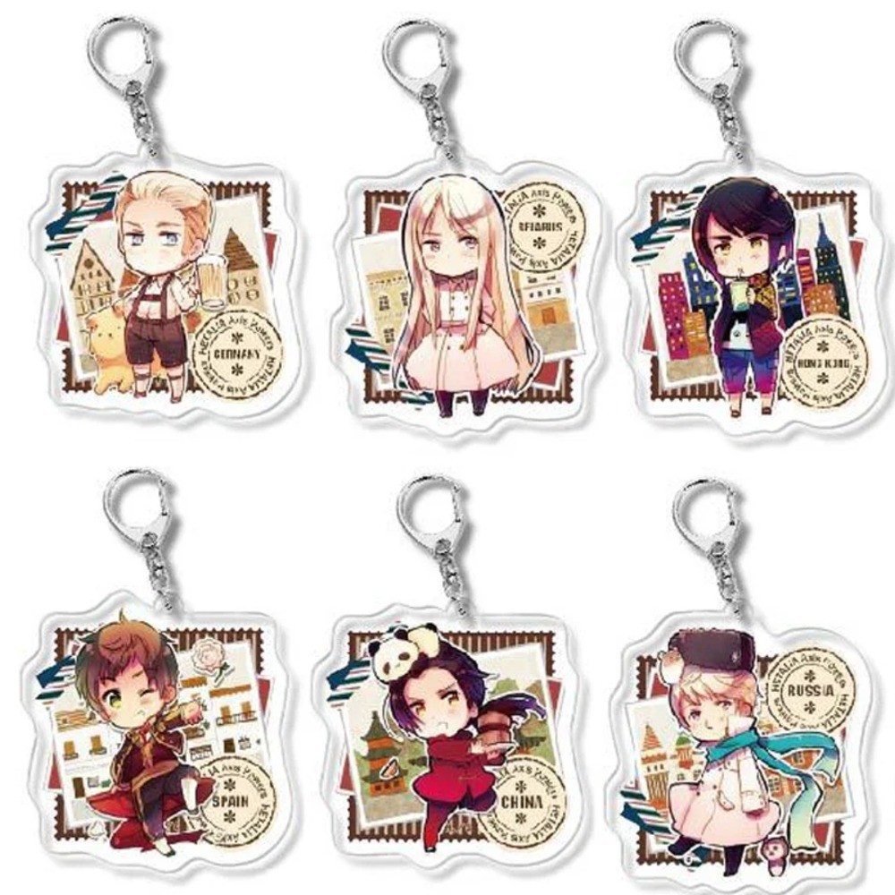 New Hetalia Axis Powers Acrylic Keychain Alfred F Jones Arthur Kirkland APH Anime Keyring Russia Sta