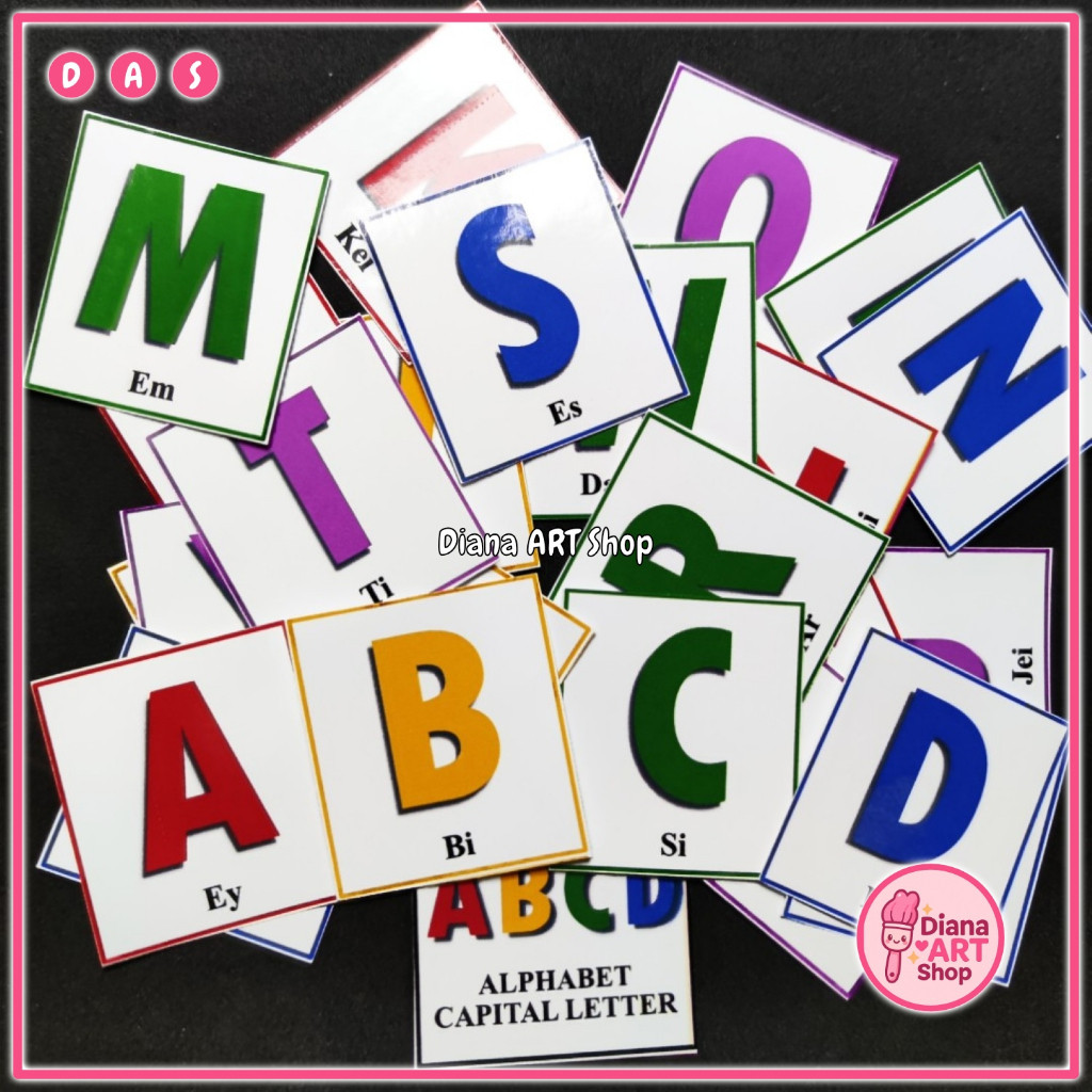 

STIKER PRINTING A3 HURUF ABJAD DAN CARA BACA BAHASA INGGRIS STICKER HURUF ALFABET MODEL KAPITAL ISI 26 PCS LENGKAP