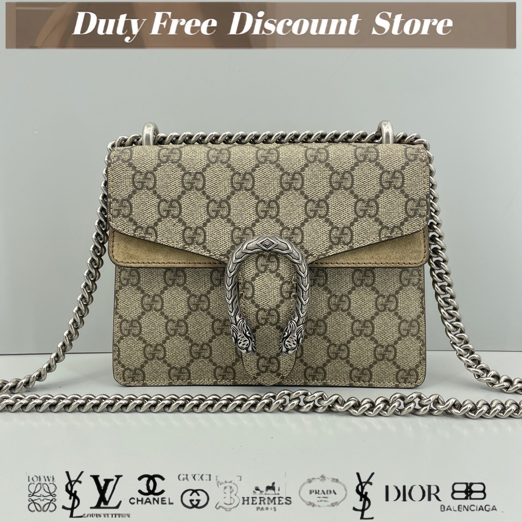 (421970) GUCCI Tas bahu / Tas selempang / Tas rantai / Tas kunci kepala harimau 20x16x40cm Garansi D