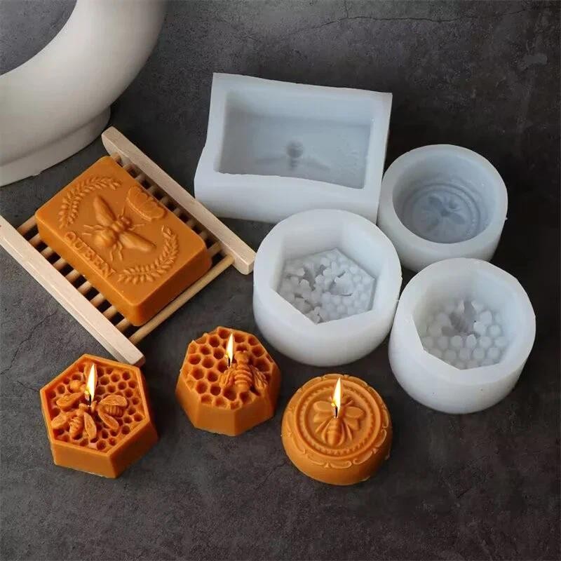 

3D Bee Honeycomb Silicone Candle Mold Beehive Aromath Plaster Soap Epoxy Resin Mould Home Decor Hives Molds Handicraft Gift Make