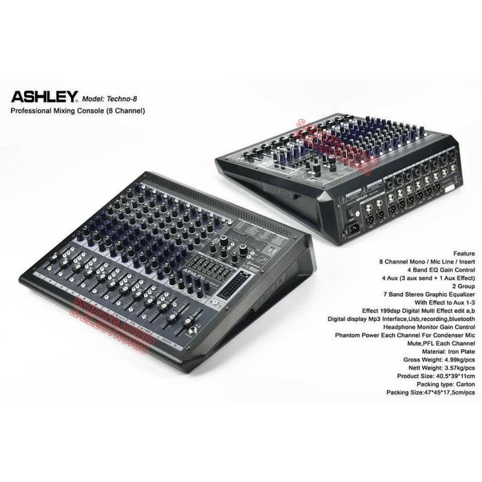 Mixer audio ashley Techno 8 Original 8 Channel Techno8 Techno-8