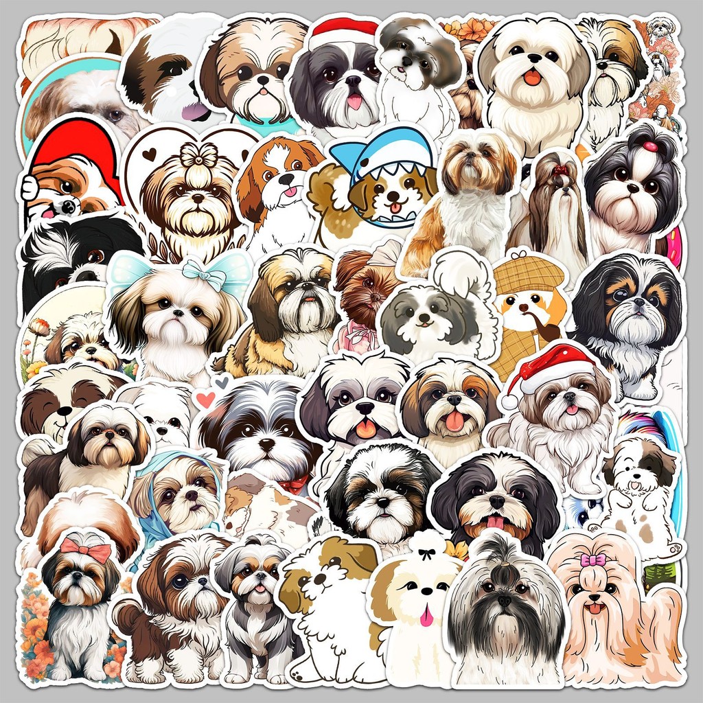 

50pcs Cartoon Animation Style Cute Shih Tzu Series Graffiti Stickers Suitable For Helmet Desktop Wall Decoration DIY Stickers