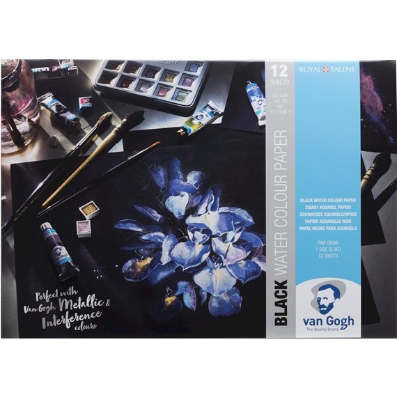 

Van Gogh Black Water Colour Paper Pad 12 Sheets 360g/140lb. size 42 x 29.7 cm (A3) / 11.7" x 16.5