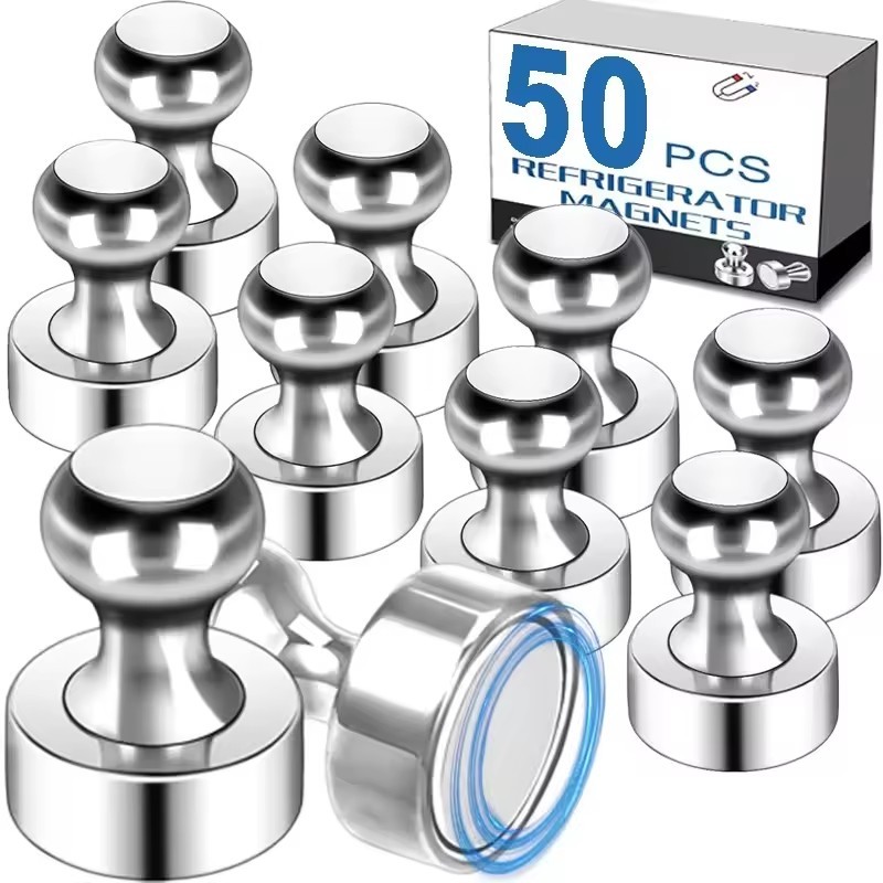 

50/1Pcs Metal Strong Magnetic Pushpins Magnets Pin Whiteboard Fridge Thumbtack Power Magnet Sheets Push Pins for Office School
