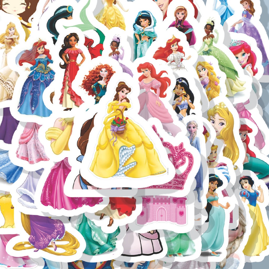 

100PCS Lucu Stiker Princess Disney Stiker Aesthetic Stiker Anti Air Stikers Berperekat Waterproof sticker decal buat Motor Helm Buku Journal Koper Casing HP Laptop Botol Minum Hadiah anak