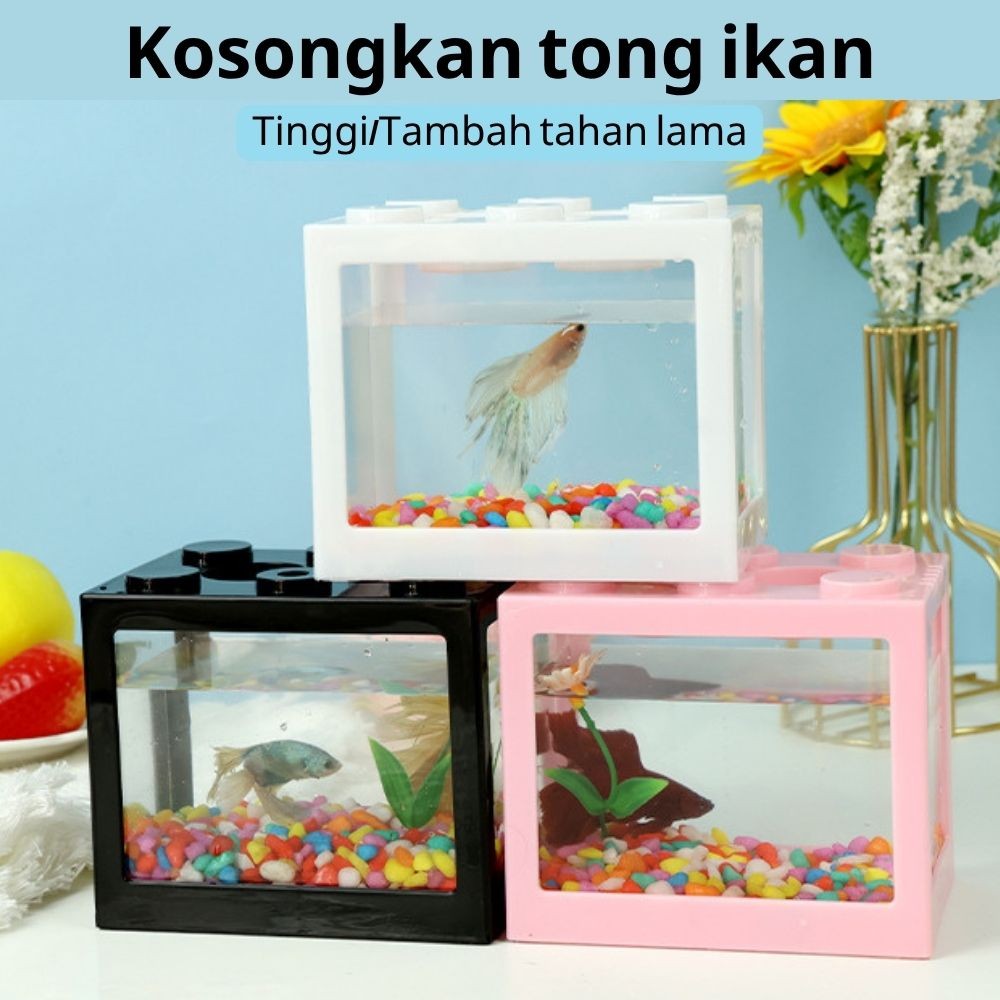 Aquarium Ikan Hias Kecil DIY Block Akrilik Akuarium Lego Mini