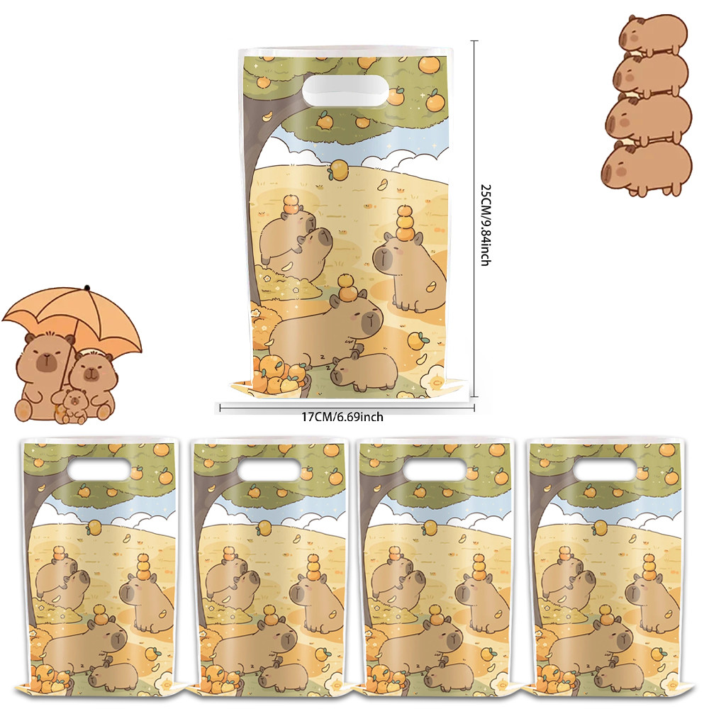 

10-30pcs Cute Capybara Biscuit Cookies Gift Bag Plastic Loot Bags Birthday Party Decorations Candy Girls Baby shower Supplies