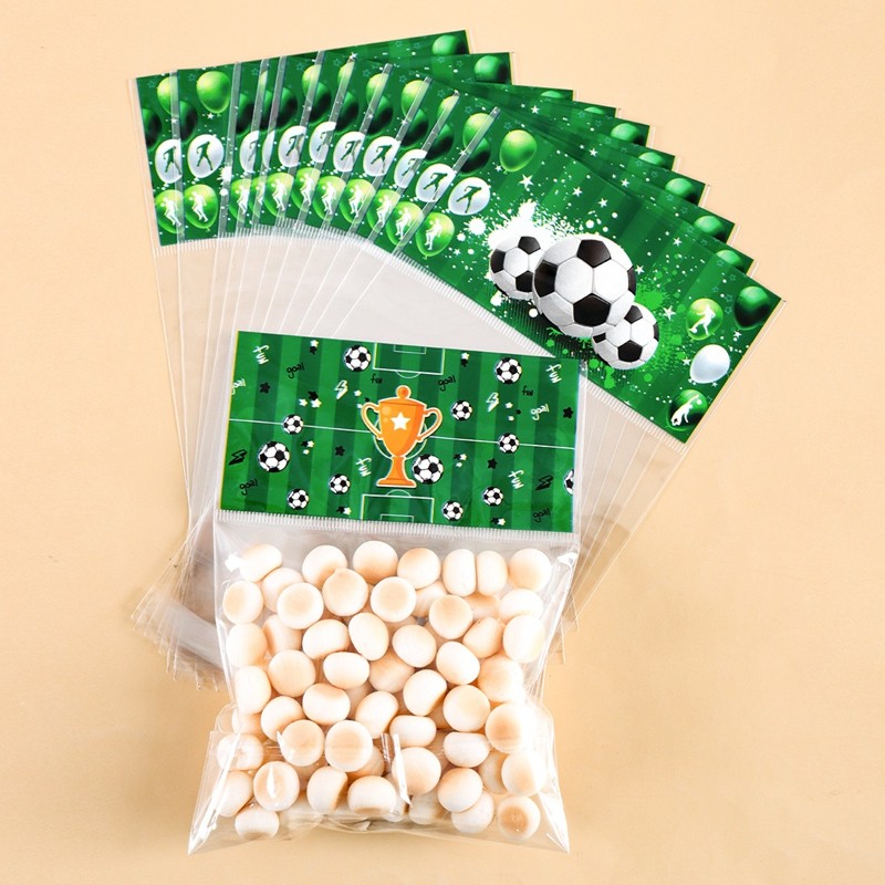 

30/50pcs Soccer Theme Self-adhesive Bag Champion Cup Birthday Candy Bags Cellophane Biscuits Gift Bags Birthday Party Supplies