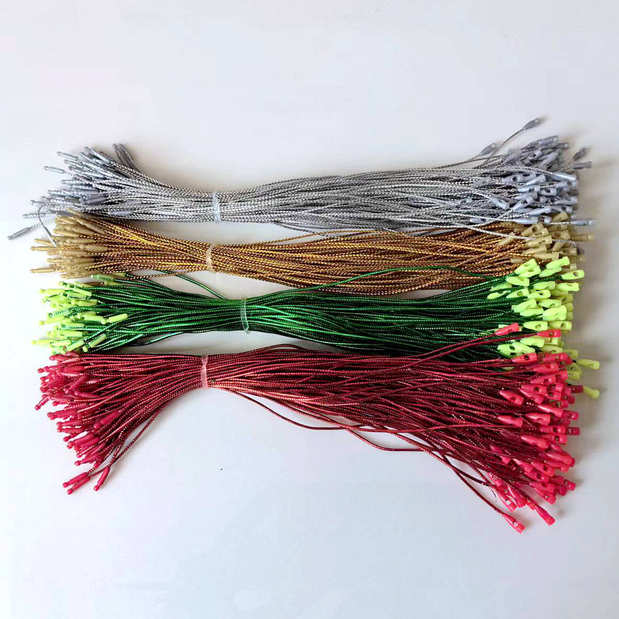 

100pcs Clothing Tag Rope Clothes Lanyard Label Gold Hangtag String Snap Lock Pin Loop Tie Fasteners Garment Cards Accessories